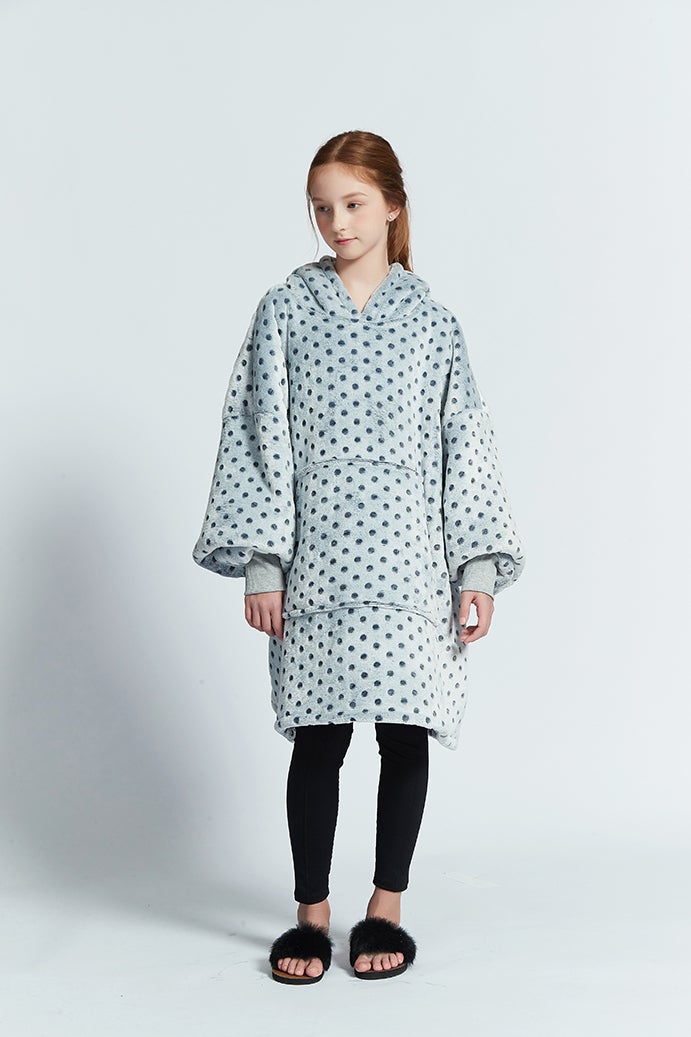 Gray Wave Polka Kids Oodie