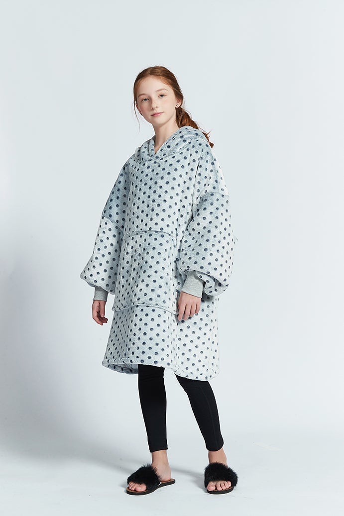 Gray Wave Polka Kids Oodie