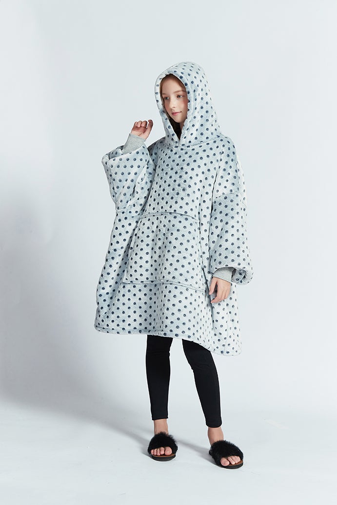 Gray Wave Polka Kids Oodie