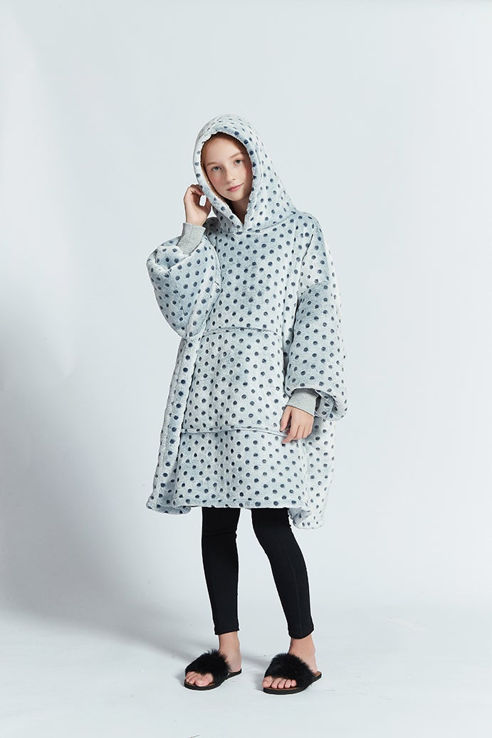 Gray Wave Polka Kids Oodie