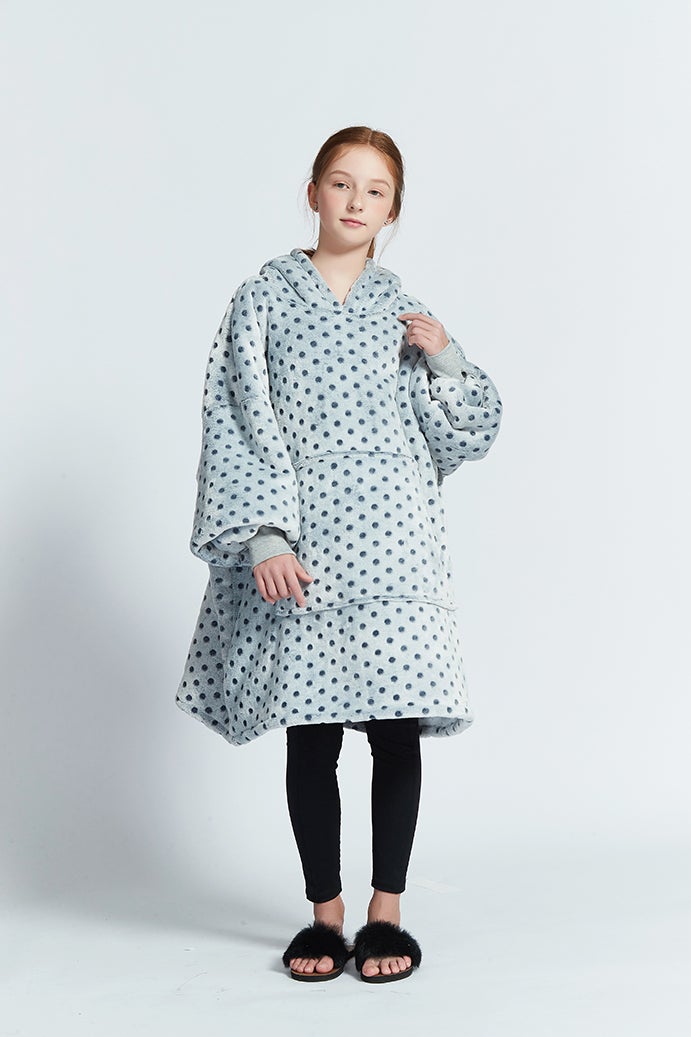 Gray Wave Polka Kids Oodie