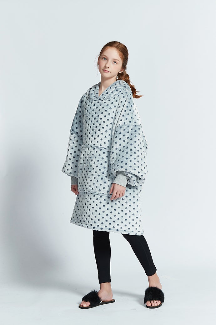 Gray Wave Polka Kids Oodie